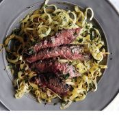 Chimichurri Noodles with Grilled Flank Steak